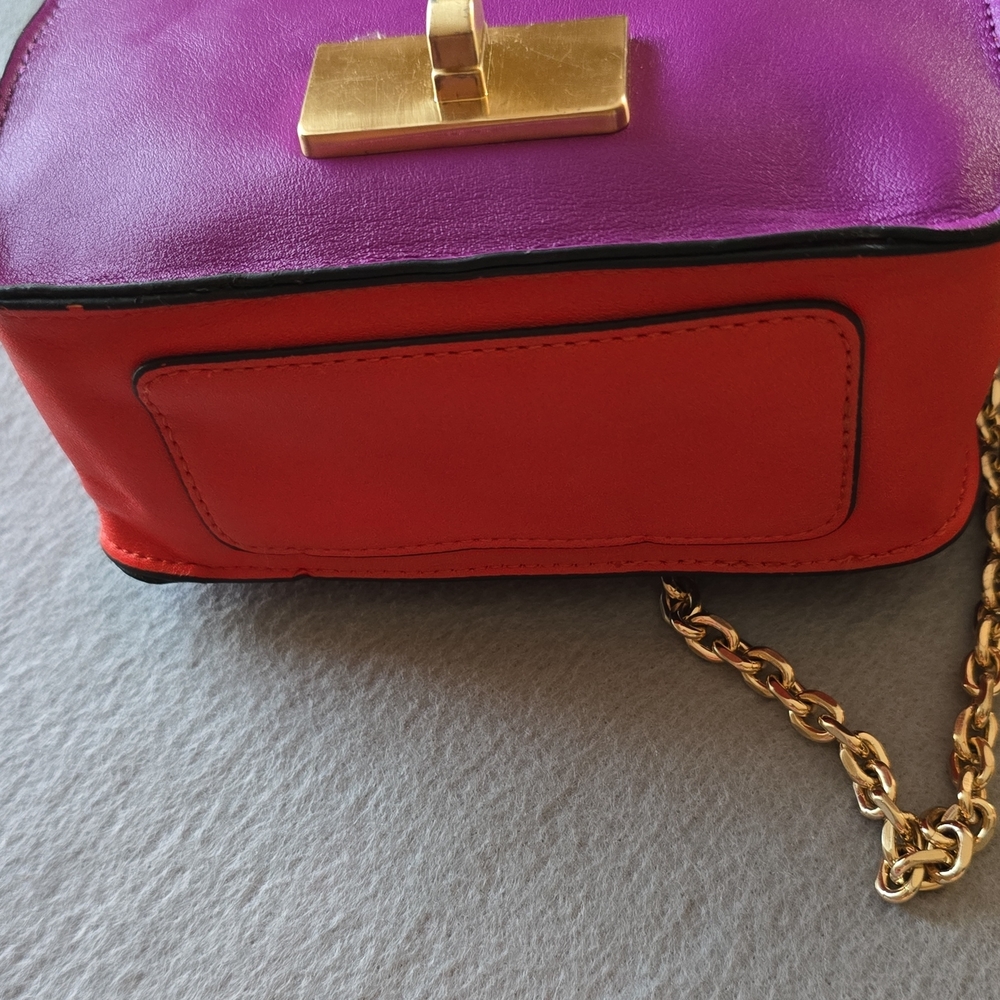 Betsey Johnson Purple, Red & Leopard Crossbody with Gold Chain - Picture 3 of 8
